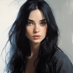 Naklejka premium Beautiful black hair girl woman