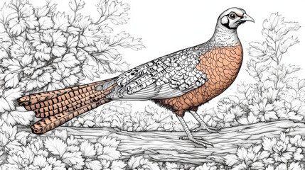 Pheasant coloring page for learning and creativity in birds theme