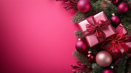 Wallpaper for christmas with gifts and christmas decoration