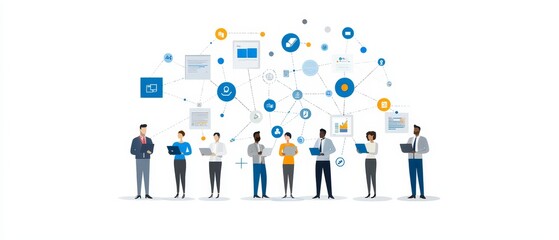 Diverse Team Engaged in Flat Design Concepts