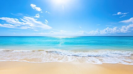 Serene Tropical Beach Under Clear Blue Sky