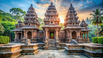 Fototapeta premium Peaceful temple with intricate stone carvings and a serene atmosphere , Sri Varahalakshmi Narasimha Swamy