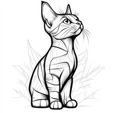 recommend clip art: Hopeful Cat Standing in Realistic Coloring Page Style