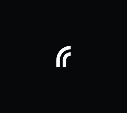 Minimal letter F or FR or RR logo design with black background. 