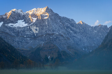 karwendel mountains in autumn at sunrise 