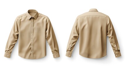 Long Sleeved Beige Dress Shirt Mockup