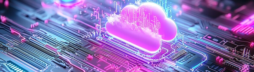 Obraz premium Futuristic Synthwave Graphic for Learning and Innovation