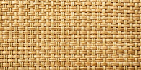 Vintage Wicker Pattern Closeup on Textile Material Background with Beige Texture