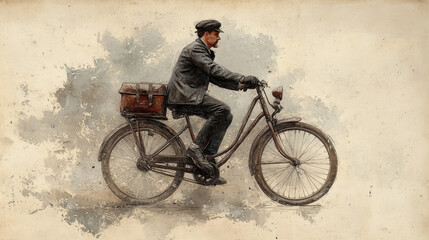 Obraz premium Vintage bicycle enthusiast illustration with retro charm and old-fashioned style