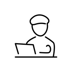 Bearded arabic man in traditional muslim hat. Vector Icon