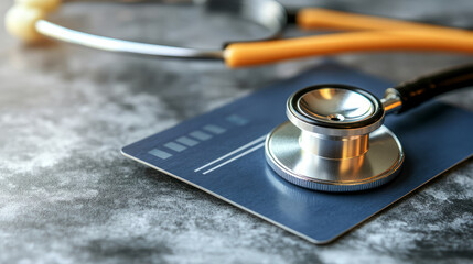Modern health insurance card next to stethoscope