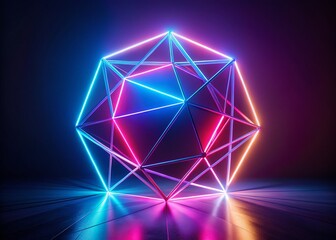 Abstract 3D Polygon Mesh with Neon Lighting in Minimalist Style for Creative Digital Art and Design