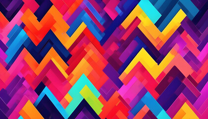 A colorful zigzag patterned square pixel background creates a fun and interesting tech style feel.