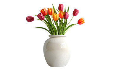 A corner vase filled with vibrant