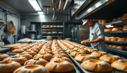 Artisan bread baking in a professional kitchen