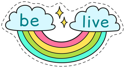 Colorful rainbow with the words be live over it, transmitting a positive and motivational message, ideal for lifestyle businesses