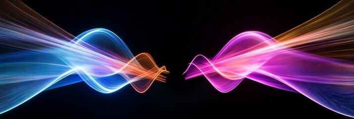 Fototapeta premium Abstract Vibrant Colors Swirling Lines of Light in Motion, Background Image of Dynamic Energy Flow