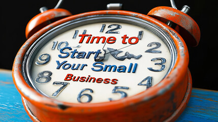 Motivational Clock for Small Business Startup Entrepreneurial Launch Concept