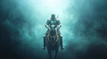 Photorealistic image of a knight in intricate detail capturing the majesty and valor of medieval times with stunning realism and depth