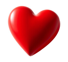 Glossy red heart isolated against transparent background. Glossy red heart perfect for Valentines Day cards, lovethemed designs, health articles, romantic posts, wedding invitations, and social media
