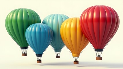 Obraz premium Set of floated green Hot-air balloon isolate on transparency background PNG