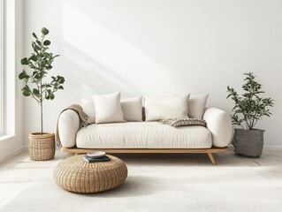 White walls paired with minimal decor and subtle accent colors, like soft beige and gray, for a serene minimalist look