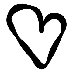 Outline hand painted heart doodle PNG isolated shape. Hand drawn line shape. Simple stroke grunge icon. Minimalist cartoon playful shape logo