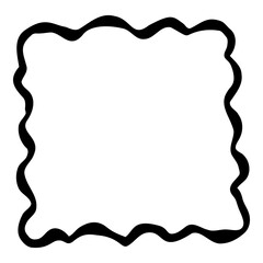 Outline hand painted frame doodle PNG isolated shape. Hand drawn line shape. Simple stroke grunge icon. Minimalist cartoon playful shape logo