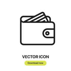 Wallet icon vector. Linear-style sign for mobile concept and web design. Wallet symbol illustration. Pixel vector graphics - Vector.	