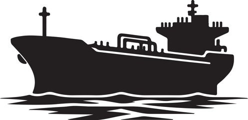oil tanker ship logo silhouette vector art illustration © Mohaiminul
