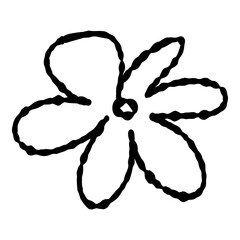 Outline hand painted flower doodle PNG isolated shape. Hand drawn line shape. Simple stroke grunge icon. Minimalist cartoon playful shape logo