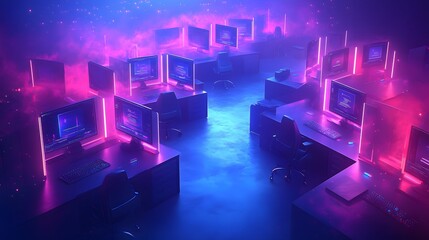 Dynamic startup environment in 2025 with advanced tech solutions collaborative workspace diverse team and visionary strategy session