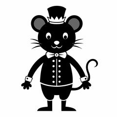 Christmas Nutcracker cartoon mouse dressed Black silhouette