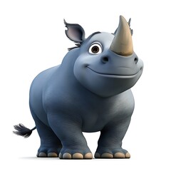 Obraz premium A cartoon rhino standing on a white background.