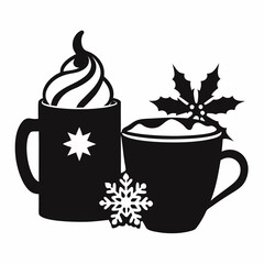 Christmas Coffee Hot Cocoa Black silhouette