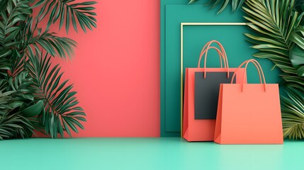 Discover the Charm of Eco-Friendly Shopping With Stylish Bags on a Vibrant Background Today. Green Monday Concept