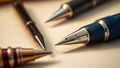 Elegant writing instruments a close-up of fine pens