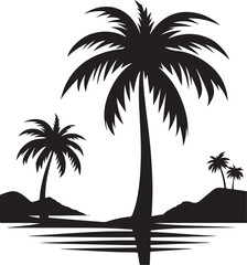 Tropical palm tree vector silhouettes
