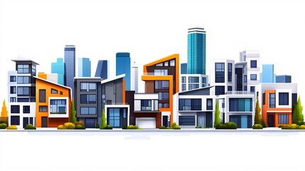 Obraz premium Dynamic City Skyline Illustration of Modern Housing