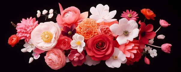 Vibrant Floral Arrangement - A Beautiful Composition of Botanical Elements in Natural Colors Surrounded by Lush Flowers