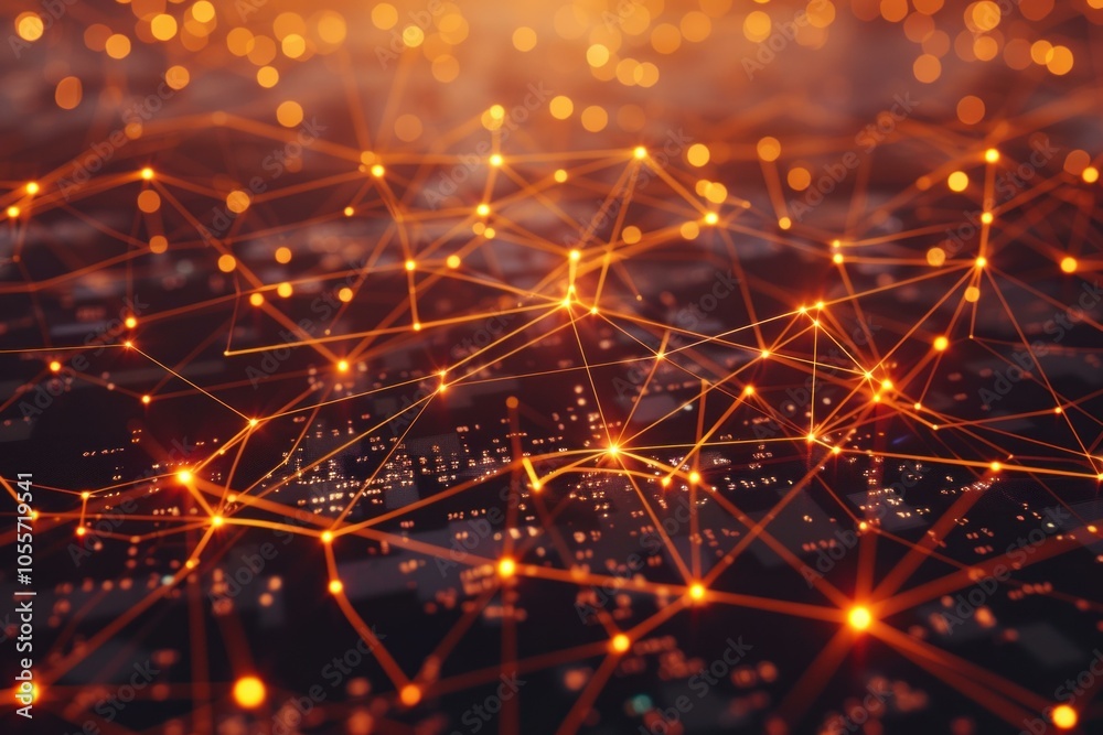Aufkleber complex network connecting glowing points of data creating a technological background