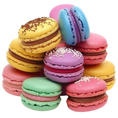 Obraz premium Colorful Macarons Stack on White Background