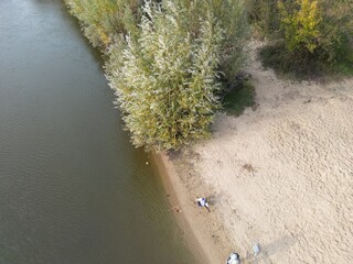 Autumn River from a Bird’s-Eye View Serenity, Nature and Leisure on the Shore