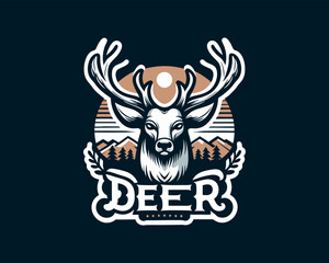 Deer logo vector template. Deer head logo icon vector illustration. Deer logo design for t-shirts