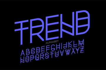 Trend. Modern font design, alphabet letters and numbers vector illustration