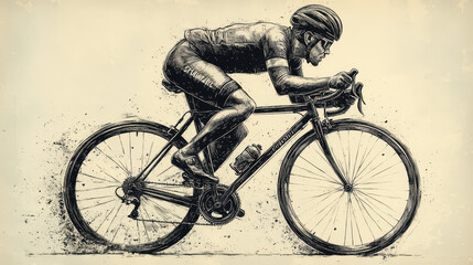 Obraz premium Dynamic road bicycle racer in motion sketch for sports design