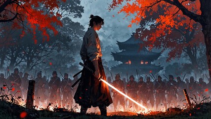 Wallpaper of a warrior holding a sword. 4k wallpaper. Magnificent wallpaper.