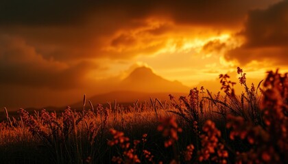 Golden sunset over a serene landscape