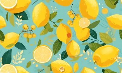 Vibrant Lemon Pattern on Bright Background