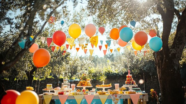Colorful Balloons and Festive Table Decor for a Summer Garden Party